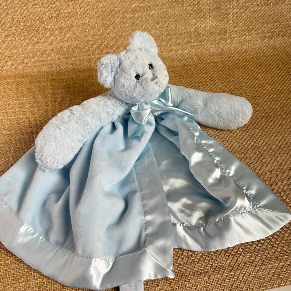 Berrington Baby Blue Bear Security Blanket Lovey Satin Trim - Picture 1 of 7
